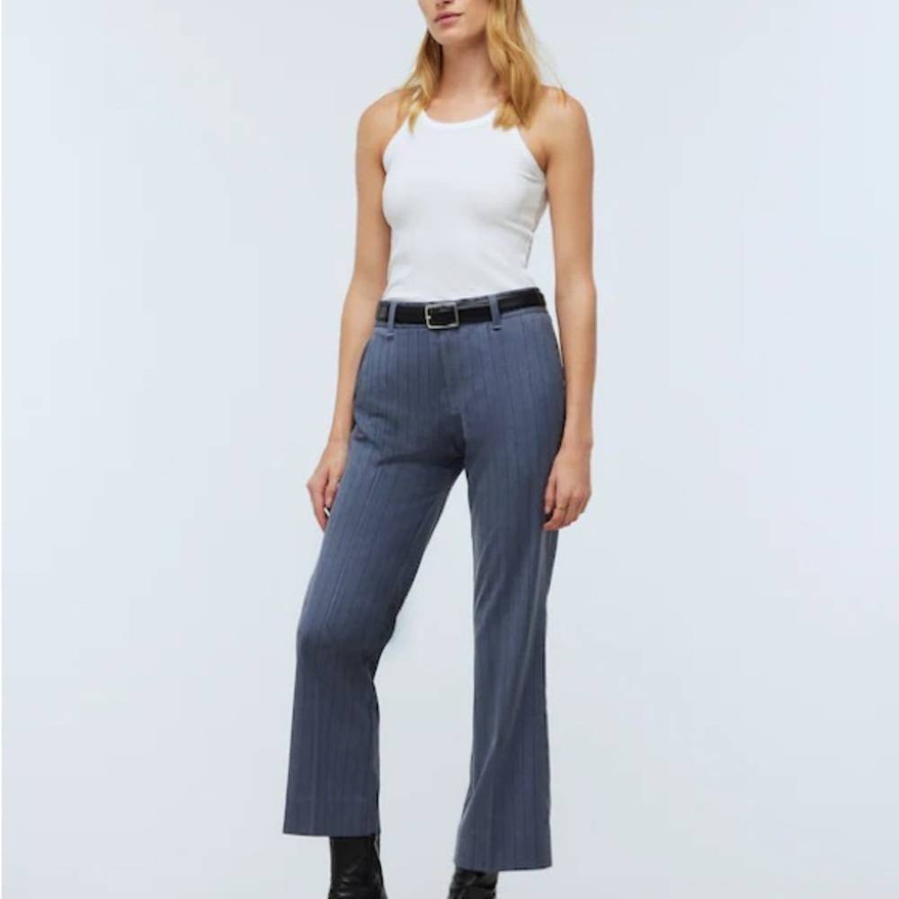 Madewell Flare Ankle Panta in Navy Pinstripe - sz 8 NWOT